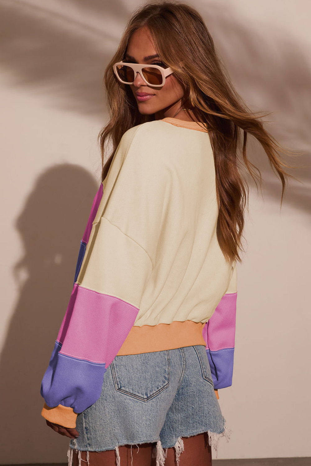 Phalaenopsis Drop Shoulder Cropped Sweatshirt