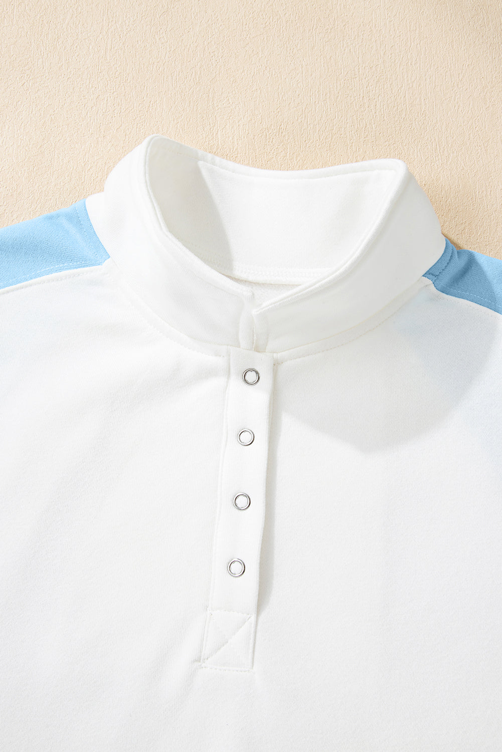 Beau Blue Colorblock Snap Buttons Pullover Sweatshirt