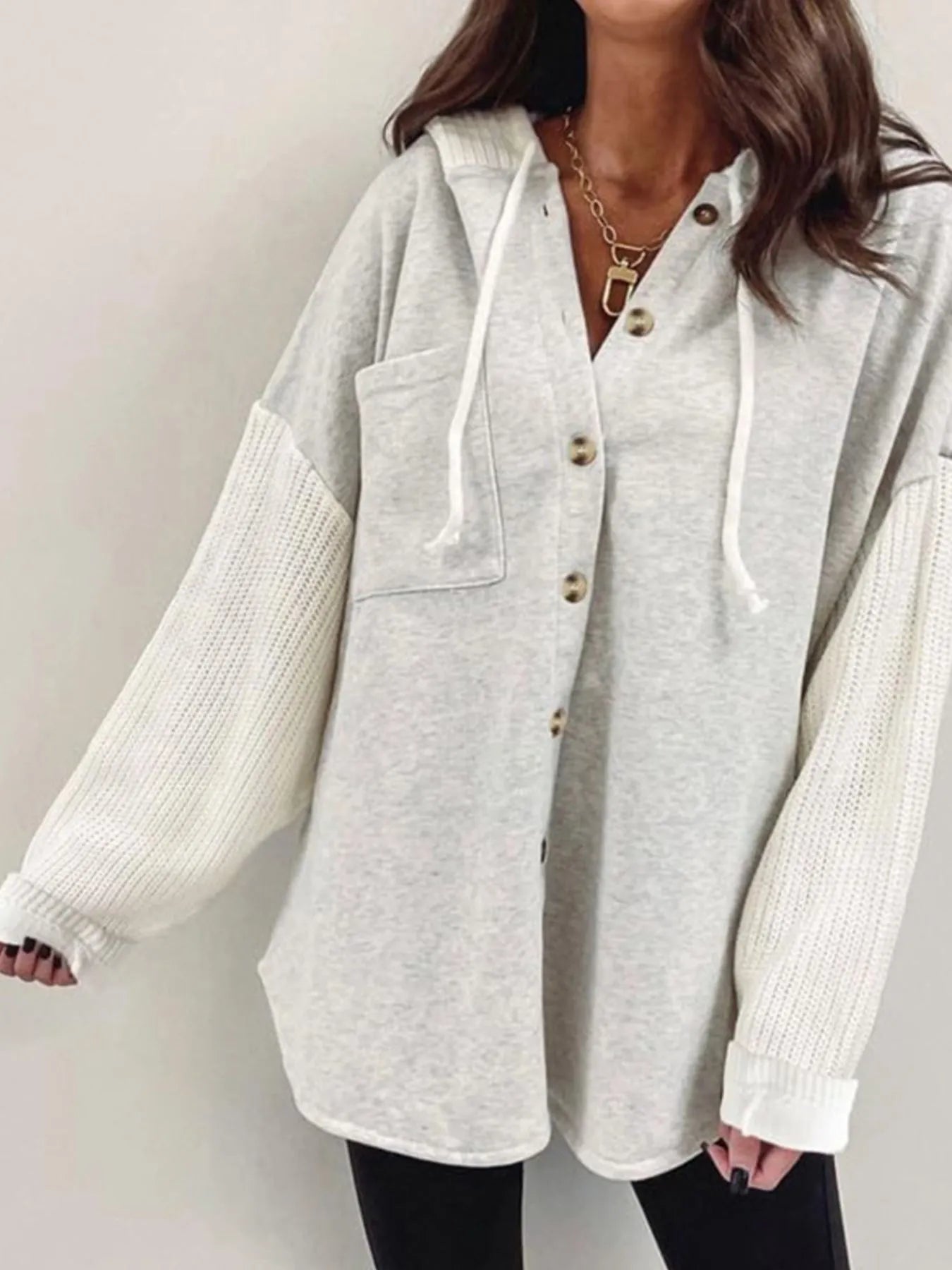 women's gray and white hoodie