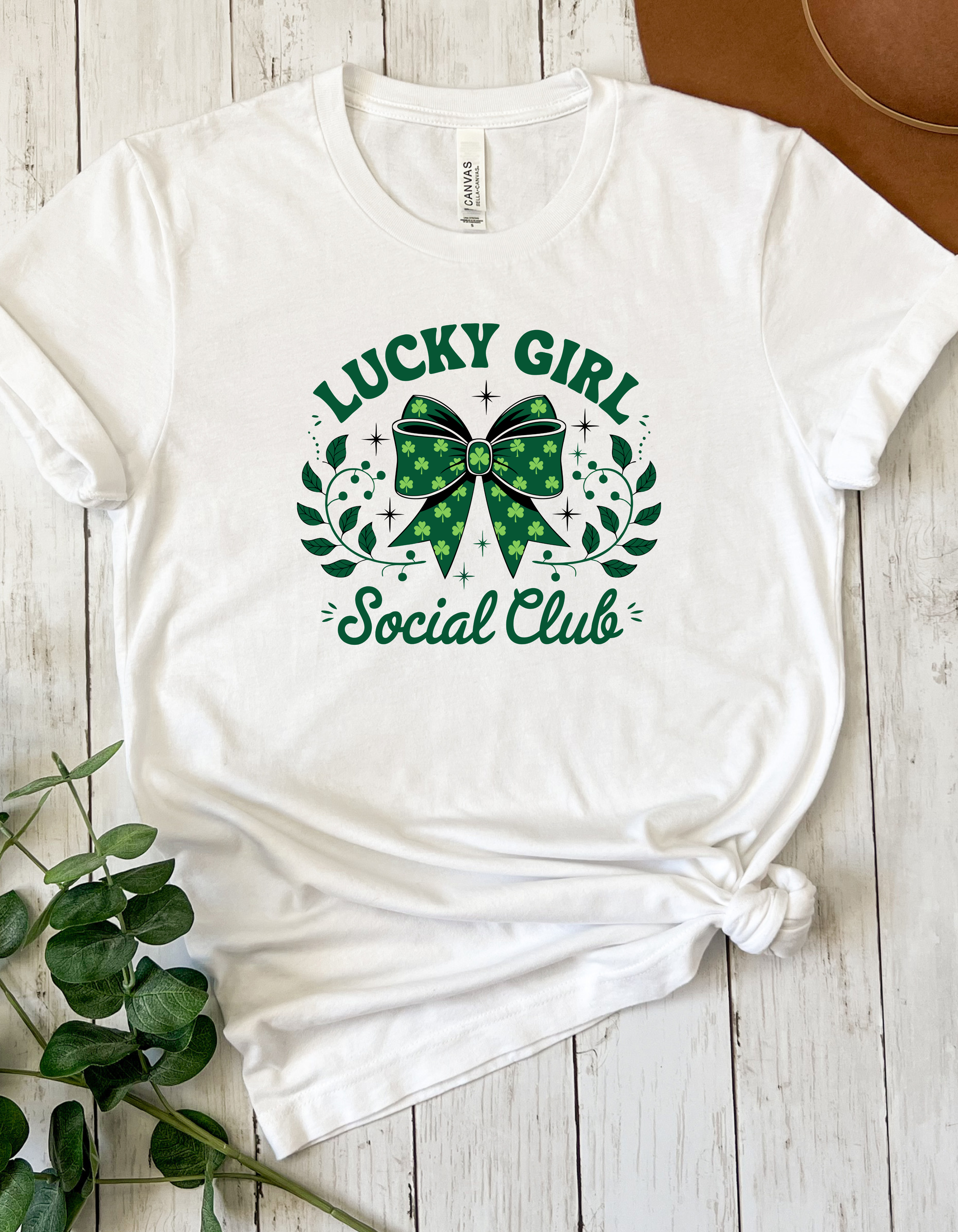 Lucky Girl Social Club Green Bow T‑Shirt